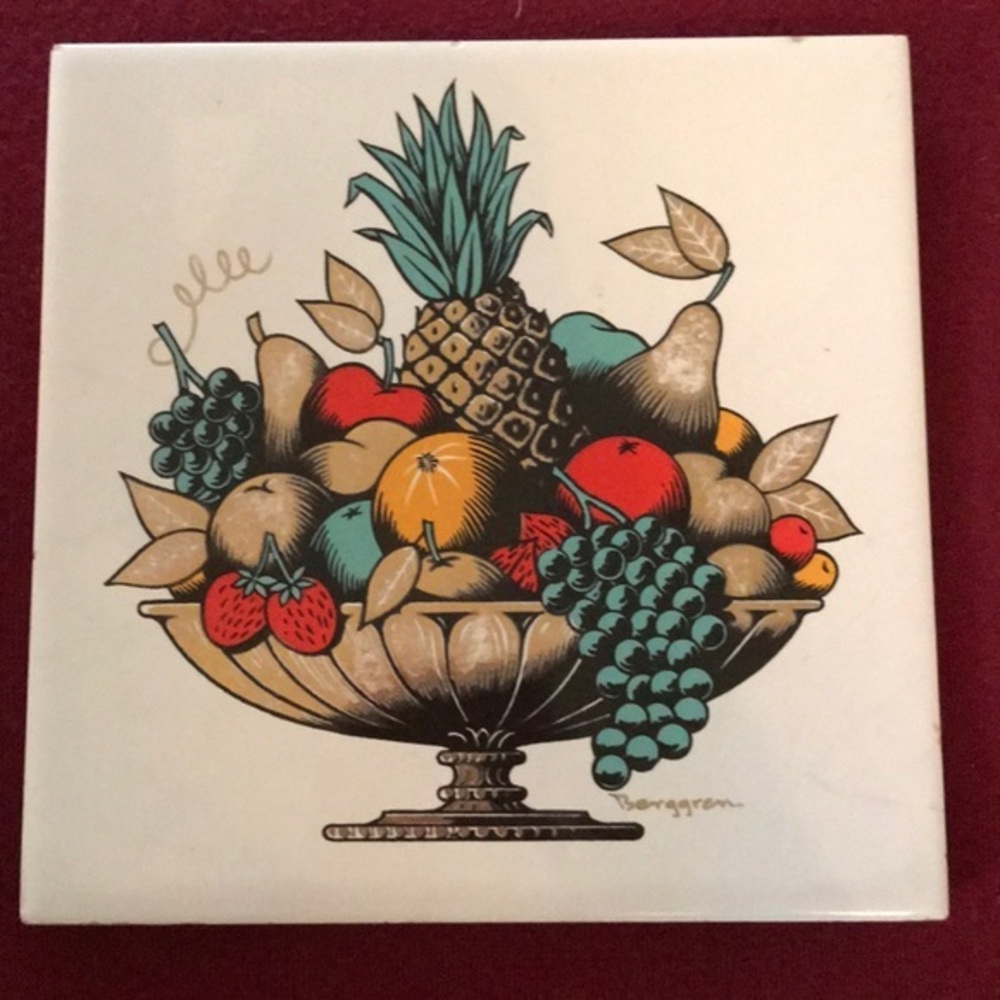 Berggren Tile Metallic Fruit Bowl Pineapple Made in the USA‎